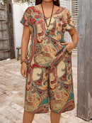 Conjunto feminino estampado de bermuda Isabelly. Plus Size