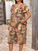 Conjunto feminino estampado de bermuda Isabelly. Plus Size