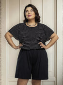 Macaquinho Feminino Com Detalhes Em Malha - Charlotte. Plus Size