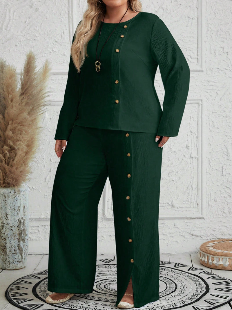 Conjunto feminino texturizado Brunellis Plus Size