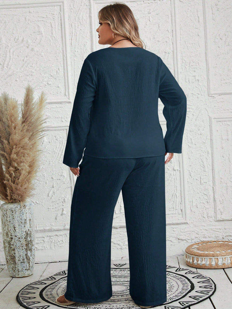 Conjunto feminino texturizado Brunellis Plus Size