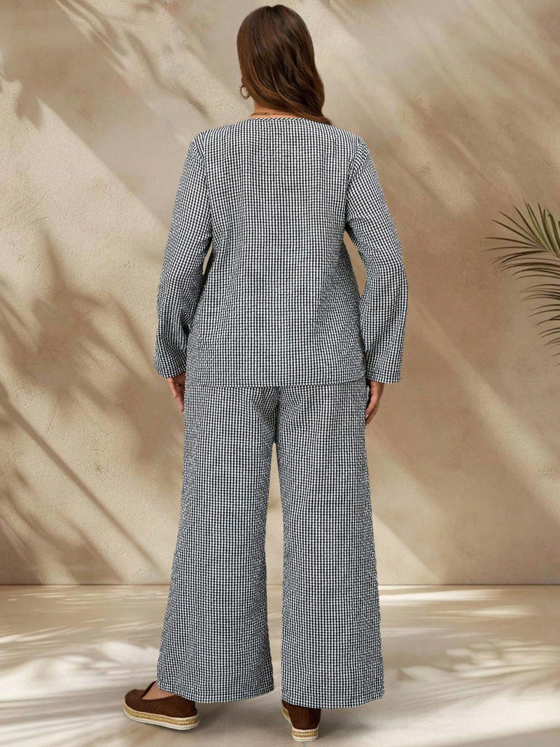 Conjunto feminino texturizado Brunellis Plus Size