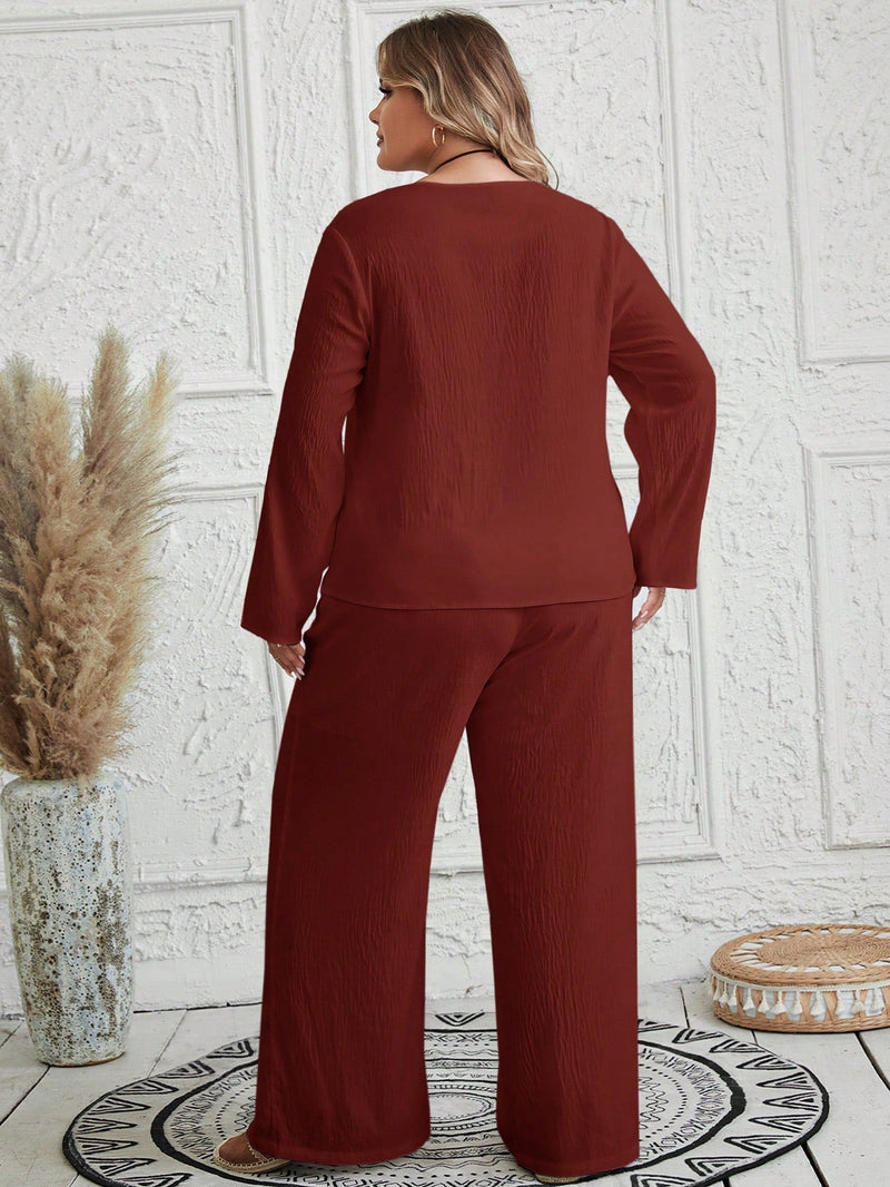 Conjunto feminino texturizado Brunellis Plus Size