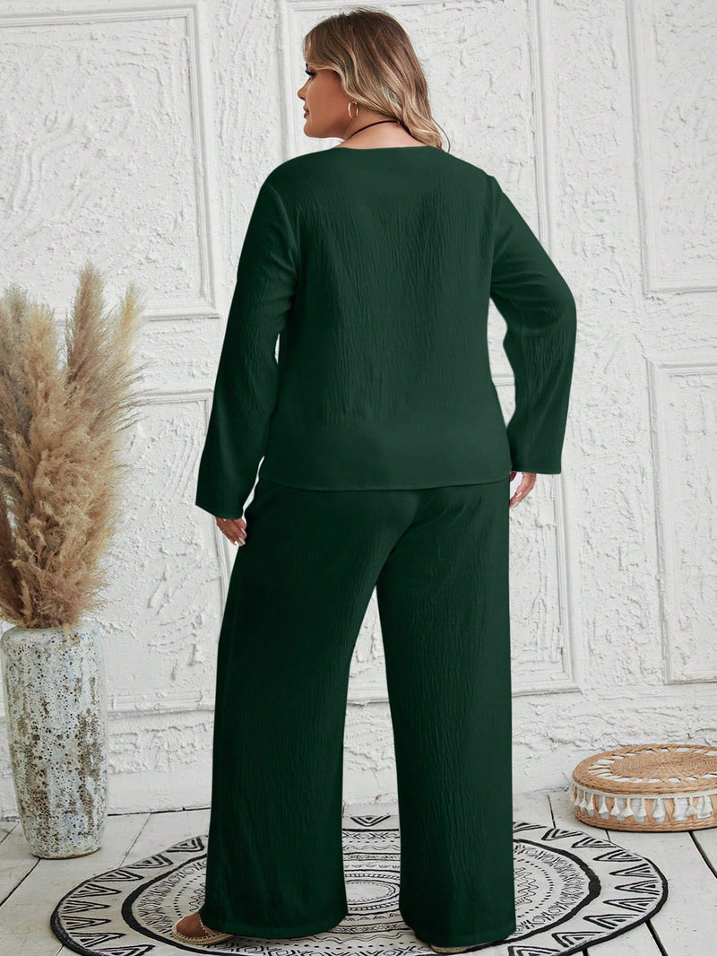 Conjunto feminino texturizado Brunellis Plus Size