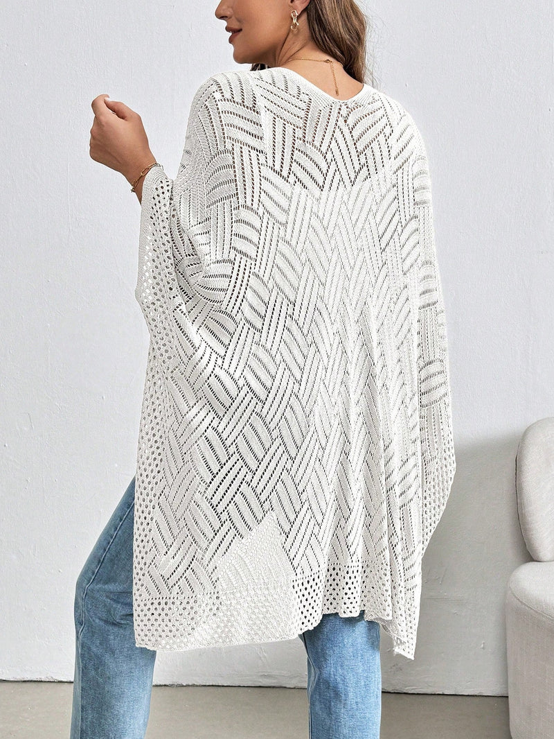 Cardigan Feminina de Praia com Efeito Vazado - Nicole. Plus Size