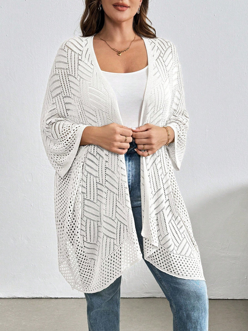 Cardigan Feminina de Praia com Efeito Vazado - Nicole. Plus Size
