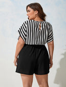 Macaquinho Feminino Listrado Lesly Plus Size