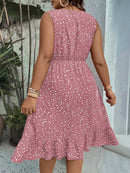 Vestido Feminino Bainha Esvoaçante e Decote V Pequeno Amapola Plus Size