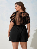 Macaquinho Feminino Listrado Lesly Plus Size