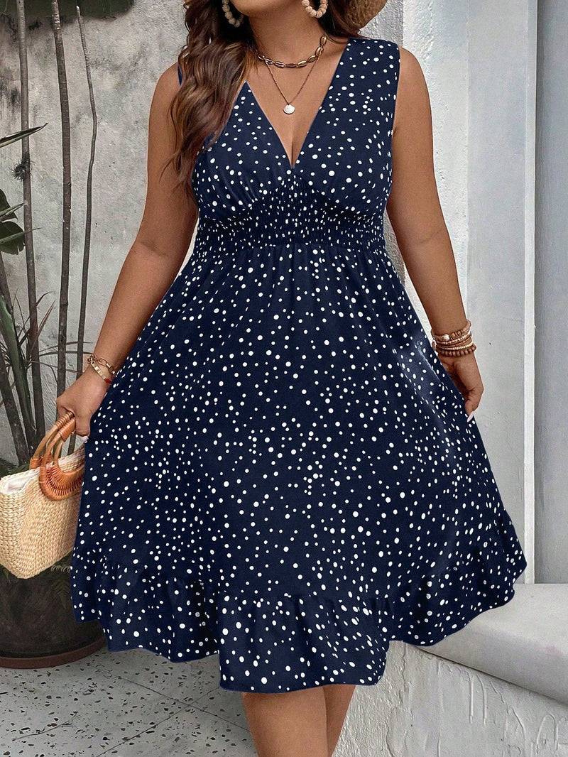 Vestido Feminino Bainha Esvoaçante e Decote V Pequeno Amapola Plus Size