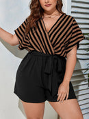 Macaquinho Feminino Listrado Lesly Plus Size