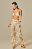 Calça Bell Renda Bege