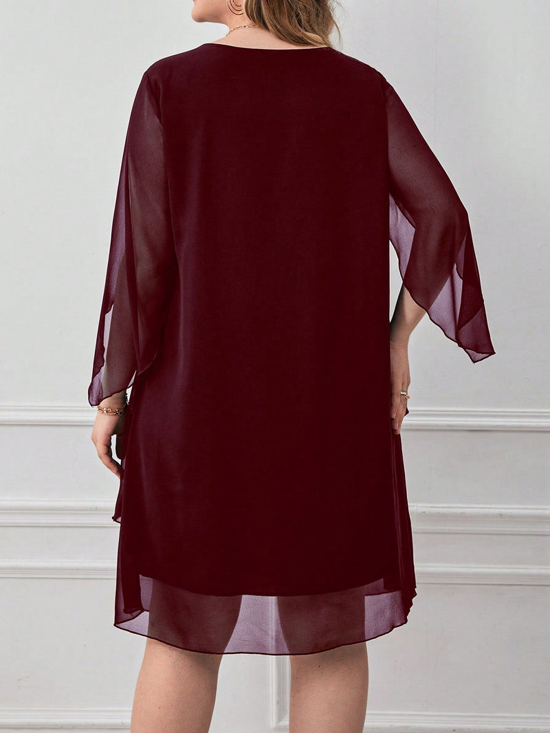 Vestido Feminino Manga Solta Luna Plus Size