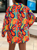 Conjunto Feminino camisa listrada e shorts - Ghi. Plus Size