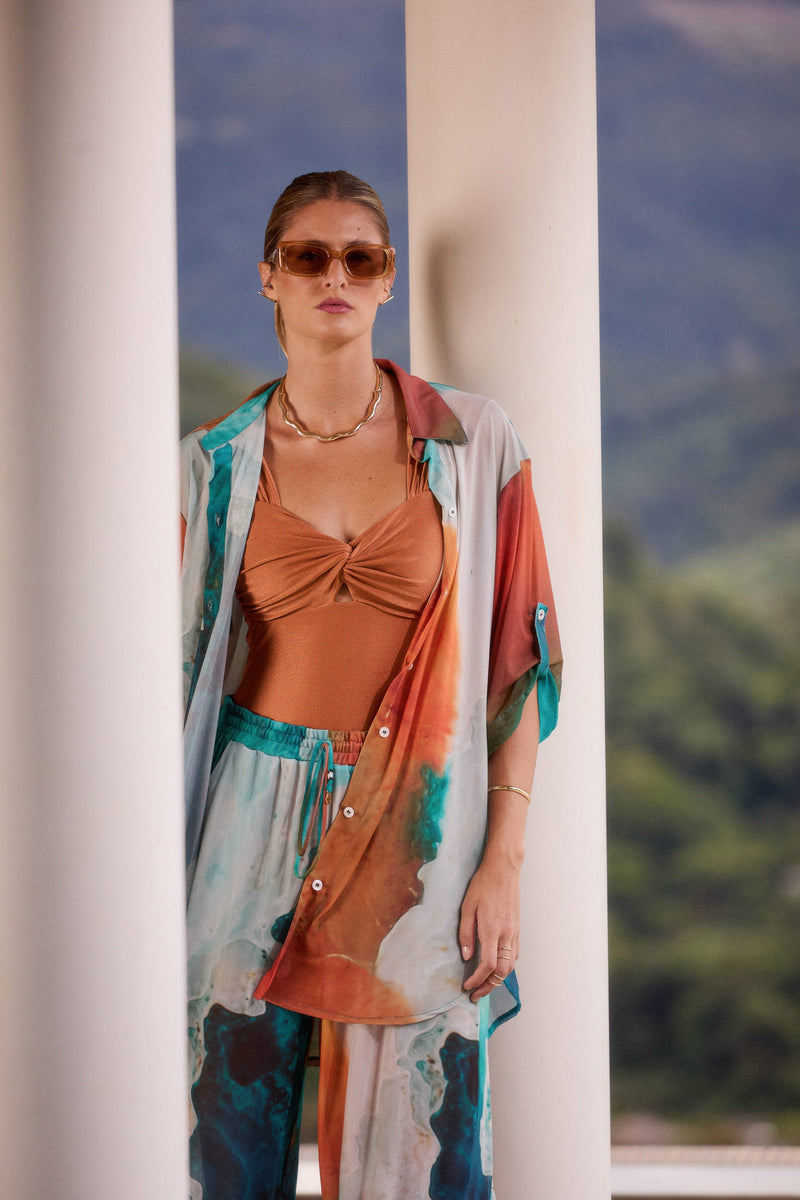 Calça Pantalona Fluída Tule Isla