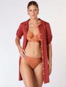 Biquíni Drapeado com Pedraria Conhaque