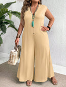 Macacão Feminino com Fechamento Frontal em Botões e Tecido Leve - Ilza. Plus Size