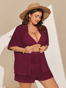 Conjunto de 2 Peças Feminino de Praia com Modelagem Solta e Shorts de Cobertura - Dália. Plus Size