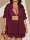 Conjunto de 2 Peças Feminino de Praia com Modelagem Solta e Shorts de Cobertura - Dália. Plus Size