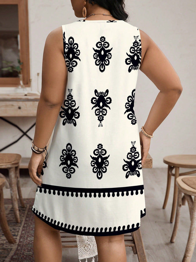 Vestido Feminino Estampado com Modelagem Soltinha e Tecido Confortável - Nicy. Plus Size