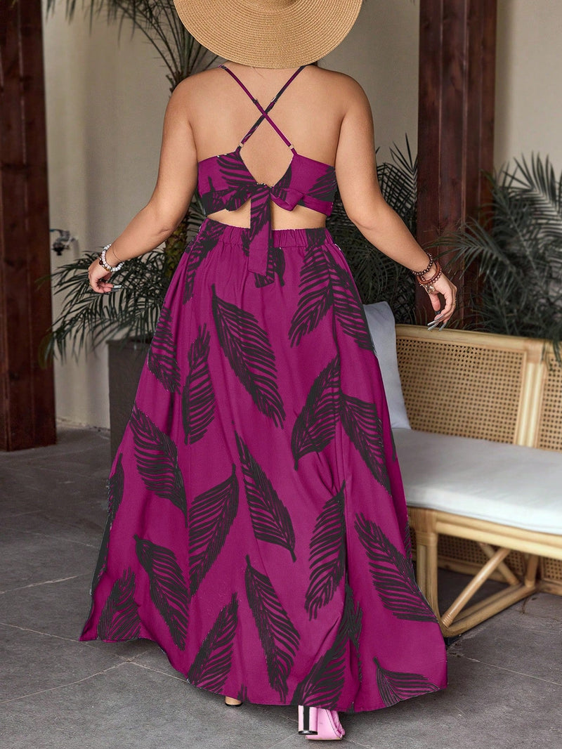 Conjunto Feminino com top e saia com fenda Regiane. Plus Size