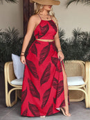 Conjunto Feminino com top e saia com fenda Regiane. Plus Size