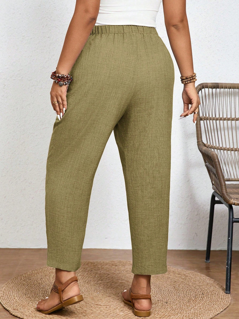 Calça Feminina com  Nó, Bolso Paula. Plus Size