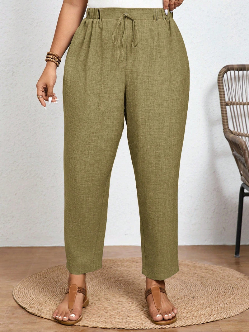 Calça Feminina com  Nó, Bolso Paula. Plus Size