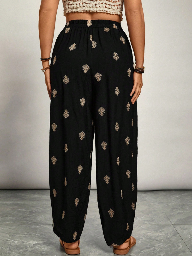 Calça Feminina com Cintura Elástica e Bolsos Mega. Plus Size