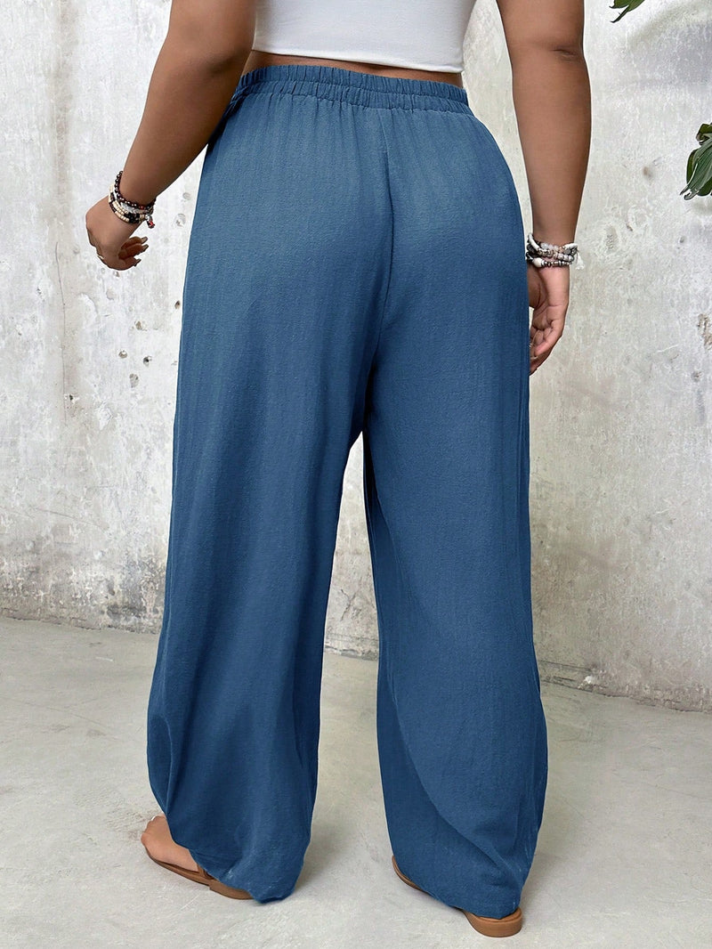 Calça Feminina com Cintura Elástica e Bolsos Mega. Plus Size