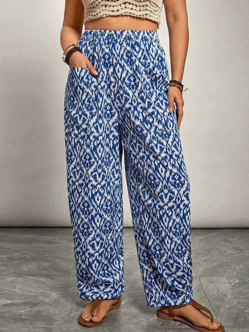 Calça Feminina com Cintura Elástica e Bolsos Mega. Plus Size