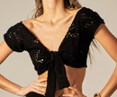 Top Cherie Textura Jaquard Preto