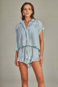 Camisa Cropped Estampa Ciel Bleu