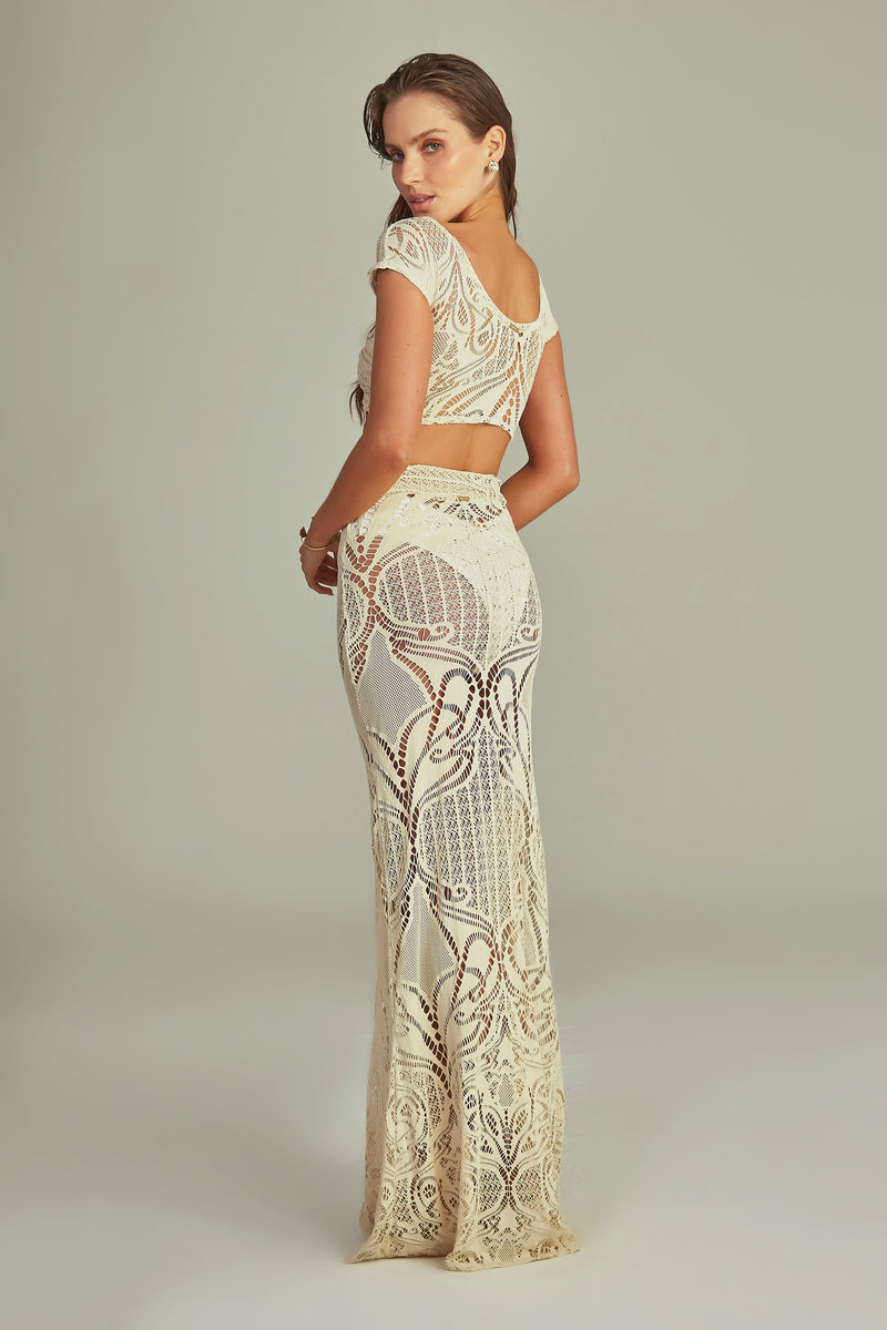 Top Cherie Renda Bege