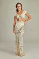 Top Cherie Renda Bege