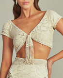 Top Cherie Renda Bege