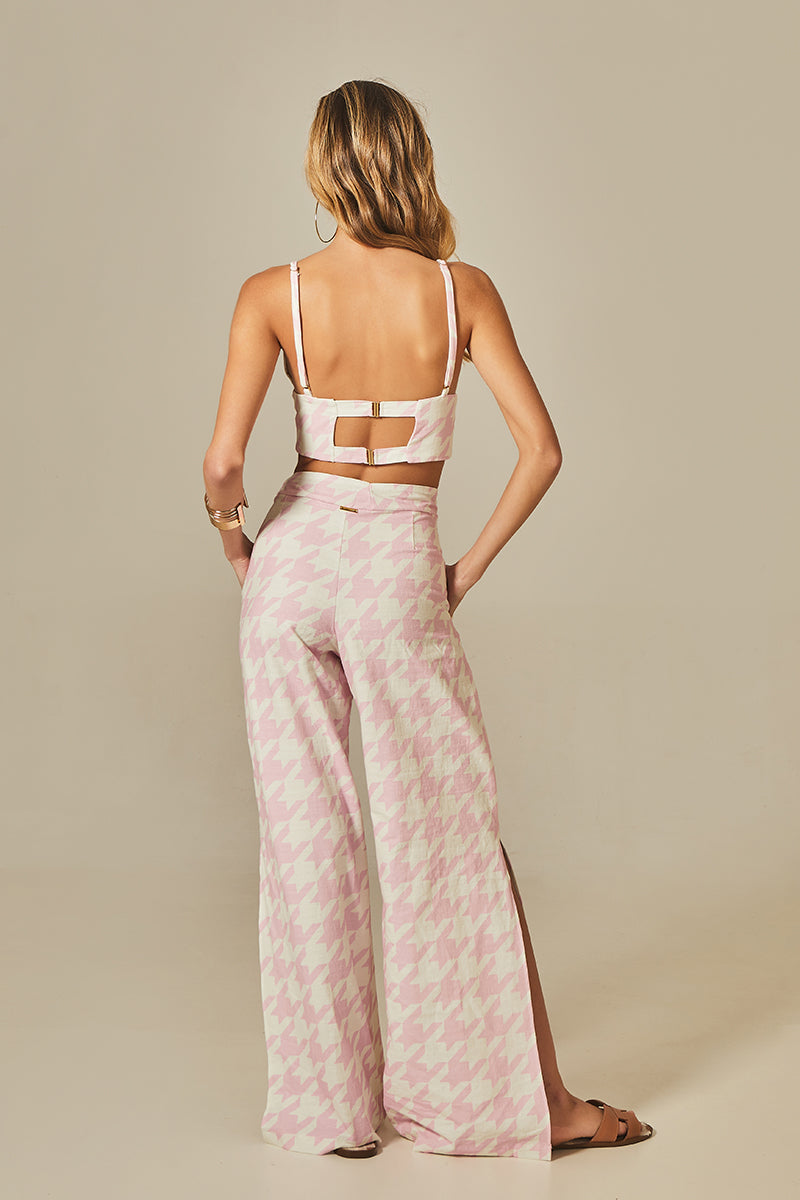 Conjunto Kate Estampa Pied de Poule Rosa