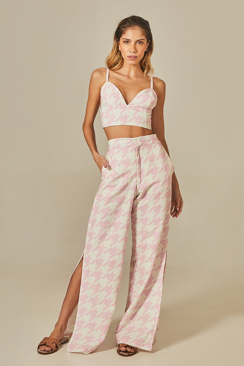 Conjunto Kate Estampa Pied de Poule Rosa