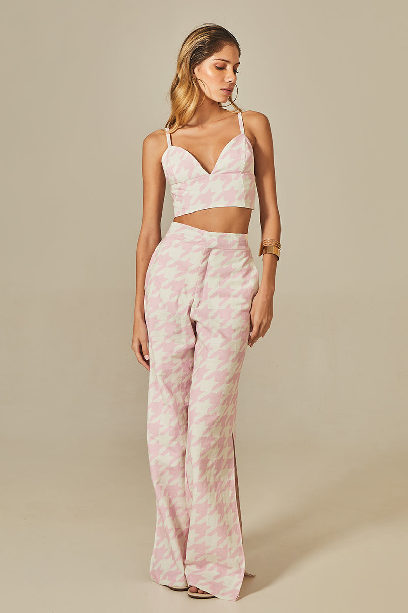 Conjunto Kate Estampa Pied de Poule Rosa