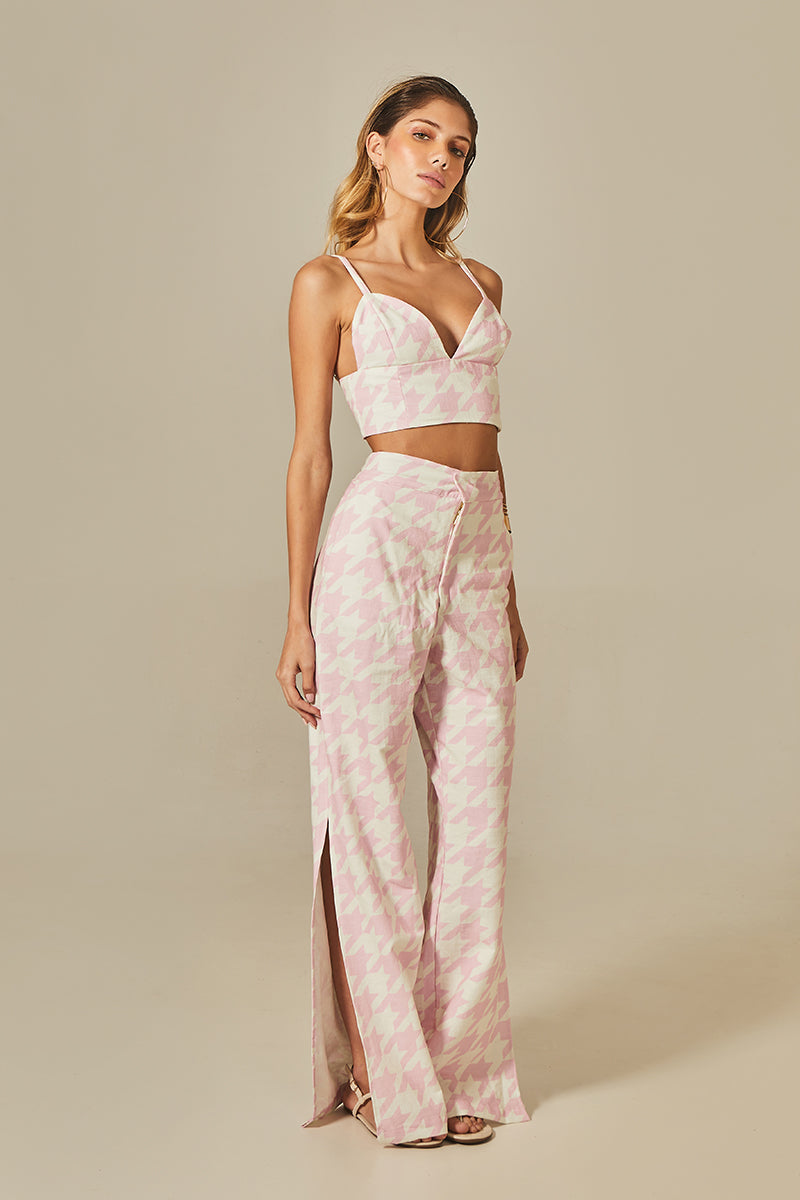 Conjunto Kate Estampa Pied de Poule Rosa