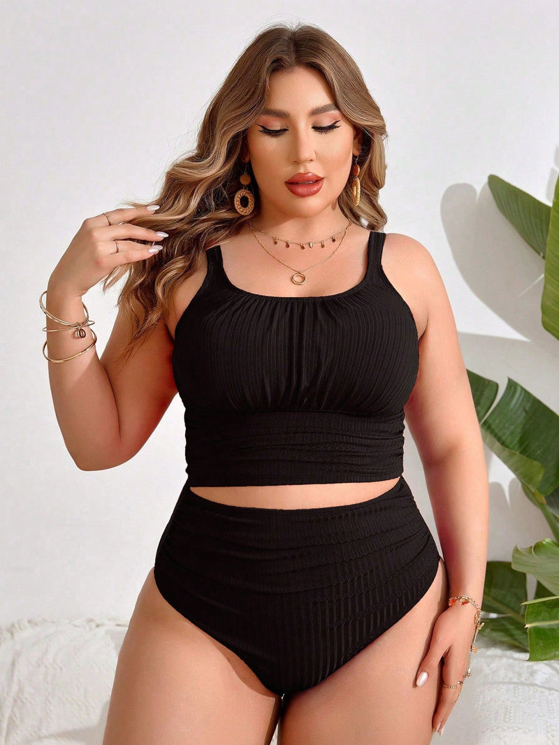 Tankini Feminino Plissado Geisiele. Plus Size