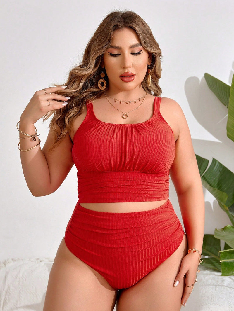Tankini Feminino Plissado Geisiele. Plus Size
