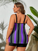 Tankini Feminino com Estampa de Bolinhas e Listras . Plus Size