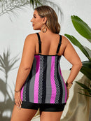 Tankini Feminino com Estampa de Bolinhas e Listras . Plus Size