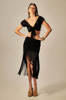 Top Cherie Textura Jaquard Preto