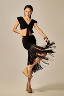 Top Cherie Textura Jaquard Preto