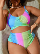 Biquini feminino colorido cintura alta Barbara. Plus Size