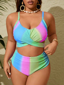Biquini feminino colorido cintura alta Barbara. Plus Size