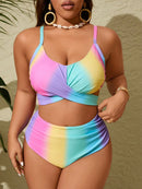 Biquini feminino colorido cintura alta Barbara. Plus Size