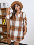 Vestido-Camisa Feminino Solto Reto com Mangas Dobráveis - Cecília. Plus Size